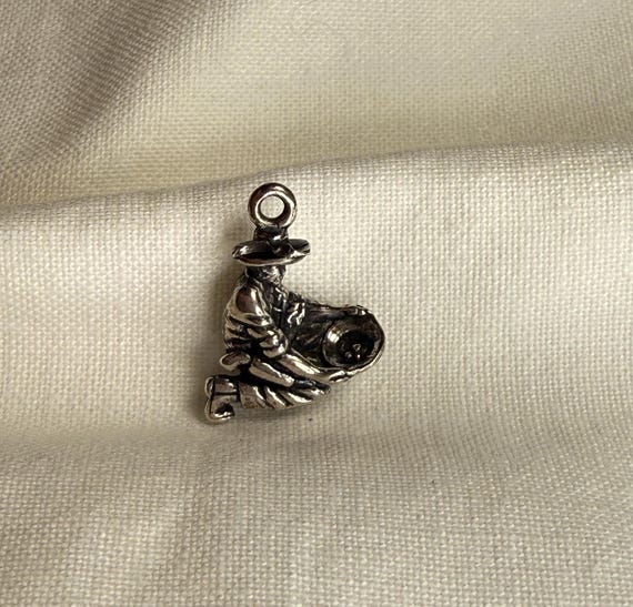 Vintage Gold Miner Charm Solid Sterling 3D Prospector Panhandler 925 View 6