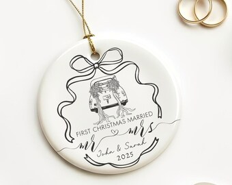 First Christmas Married Ornament, Wedding Keepsake, First Christmas As Mr & Mrs Gift 2025