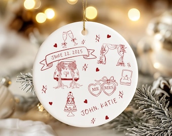 Custom First Christmas Married Ornament, Married Ornament, Christmas Wedding Ornaments, Wedding Gifts For Couple