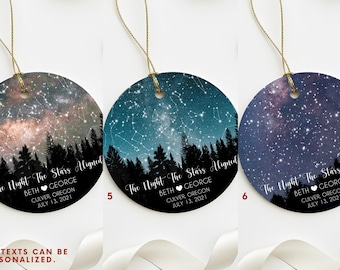 Personalized Star Map Ornament, The Night We Met Ornament, Couple Anniversary Ornament, Night Sky By Date Christmas Ornaments