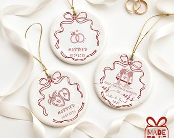 engagement gift, custom ornament, gift for couple unique, first christmas ornament, christmas ornaments, engaged ornament