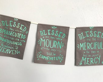 Beatitudes Prayer Flag Set. 8 Beatitudes Blessing Prayer Flags