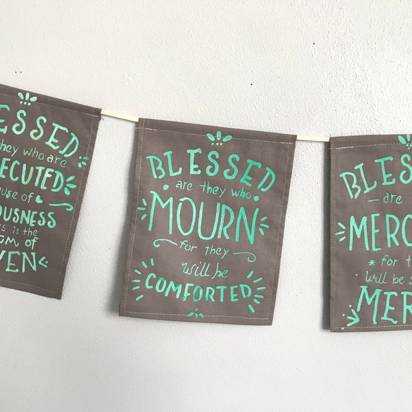 Beatitudes Prayer Flag Set. 8 Beatitudes Blessing Prayer Flags