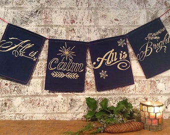 All is Calm, All is Bright Banner. All is Calm, All is Bright Garland. Holiday Banner.