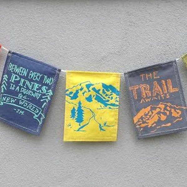 Hiker Prayer Flags. Backpacking Prayer Flags. Hiking Travel Gift.