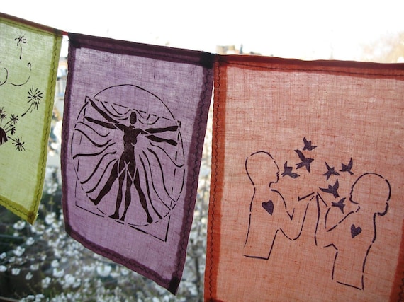 Prosperity Prayer Flags, Inspirational Screen Printed Set