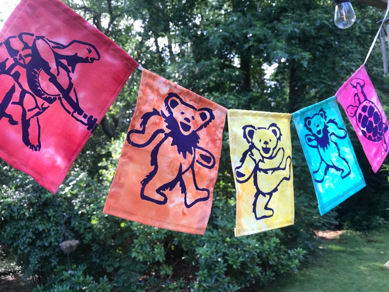 5 Grateful Dead Dancing Bears & Terrapin Turtle Flags. image 3