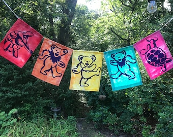 5 Grateful Dead Dancing Bears & Terrapin Turtle Flags.