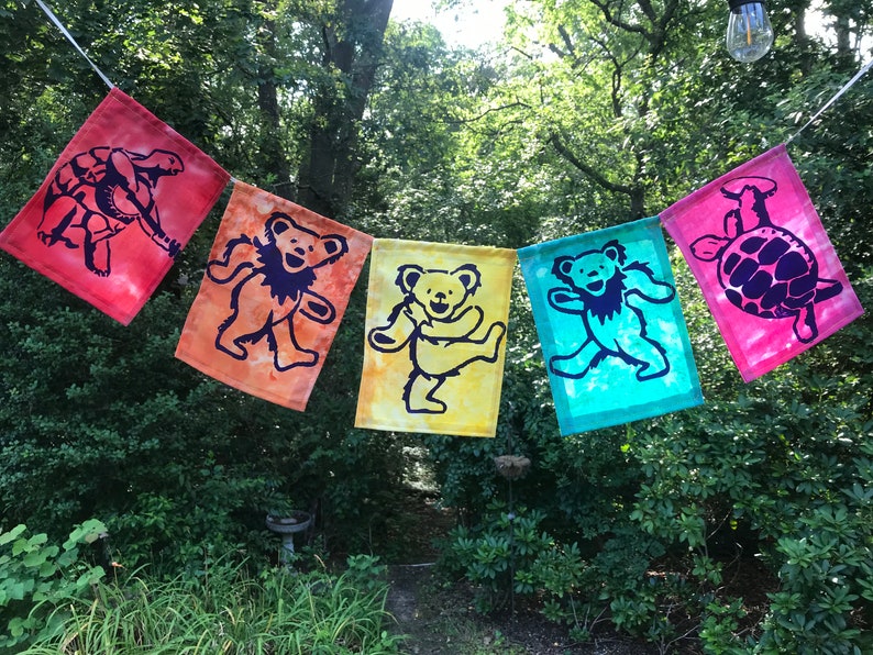 5 Grateful Dead Dancing Bears & Terrapin Turtle Flags. image 1