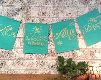 All is Calm, All is Bright Banner. All is Calm, All is Bright Garland. Holiday Banner.