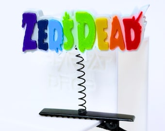 Zeds Dead Text Rave Sprout | Rainbow Red Yellow EDM Hair Clip