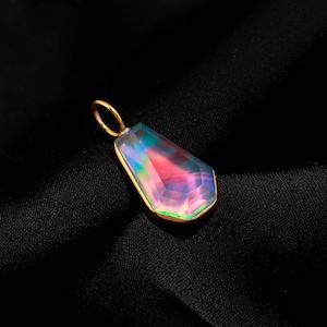 Aurora Opaal Edelsteen Doodskistontwerp Bedelketting 18K vergulde hanger 925 sterlingzilver Cadeau voor haar Huwelijkscadeaus Geboortesteen