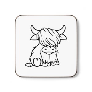 Cute Cow Coaster, Scottish Highland Cow, Hairy Coo Coaster, Farmhouse Chic, Animal Lover Gift, Kitchen Decor, Housewarming Present