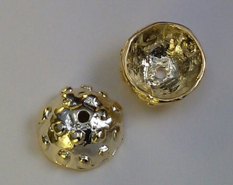 B126vm Tapa de cuentas con patrón irregular en oro vermeil de 18 kt
