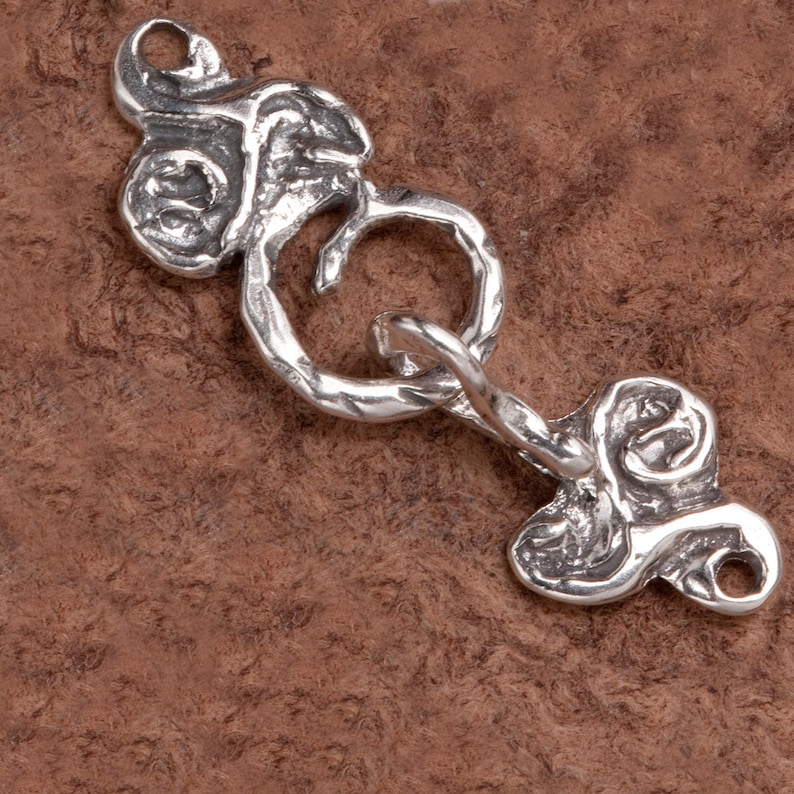 B105-106 Sterling Silver Hand Crafted Swirl Hook and Eye image 1