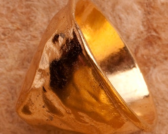 B27vm 18kt Oro Vermeil Heavy Faceted Patterned Cono