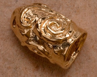 B121vm 18ktGold Vermeil mano hecho a mano Pergamino Cuero Cord Cap