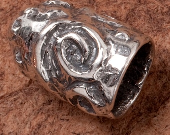 B121ss Sterling Silver Artisan Leather Bead Cap