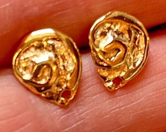 Postes para pendientes con patrón P81vm de oro de 18 kt, aproximadamente 11 mm