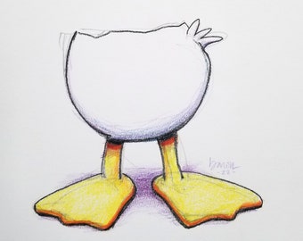 Not playing With A Full Duck Original Drawing