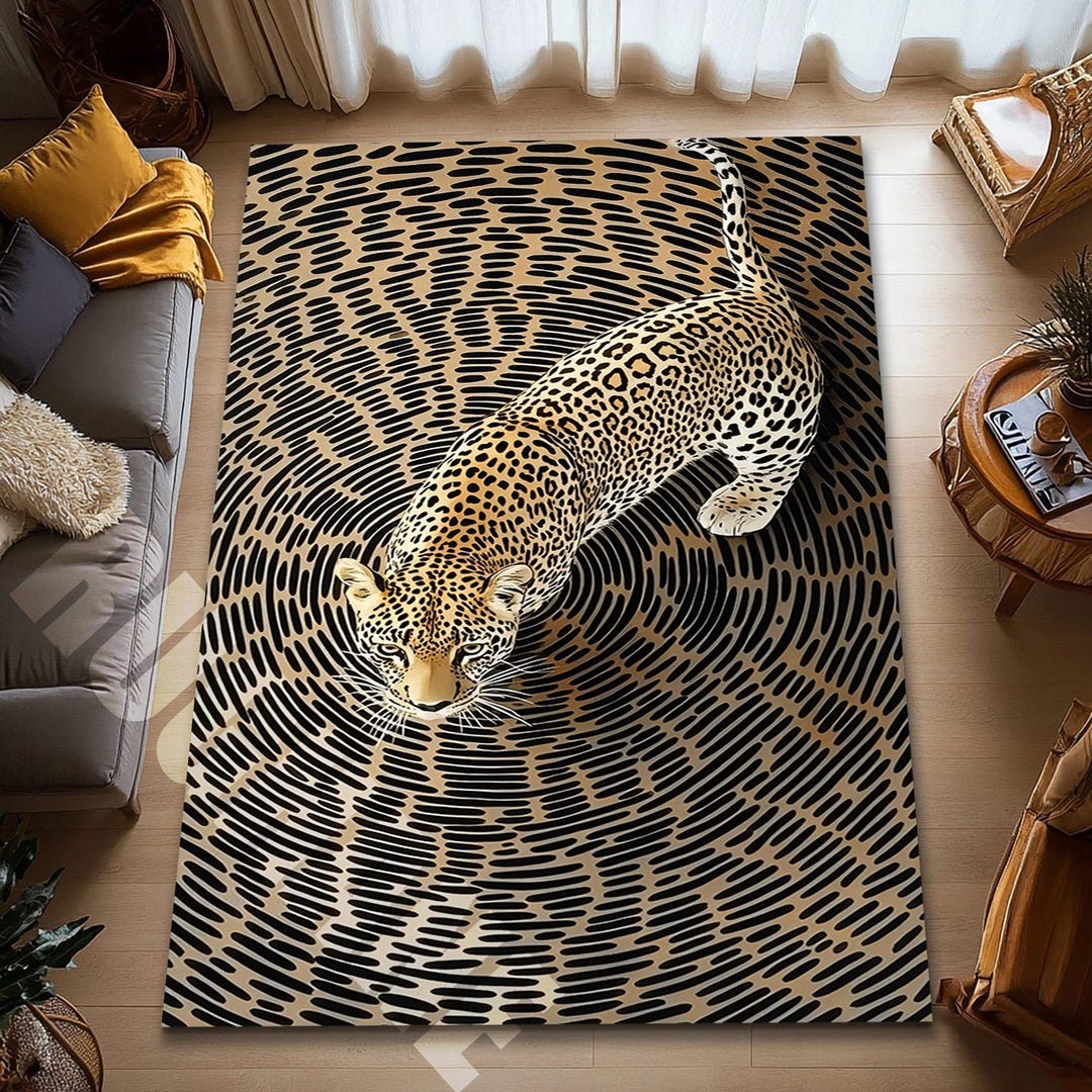3D Leopard Print Illusion Area Rug, Animal Op Art Mat - Etsy