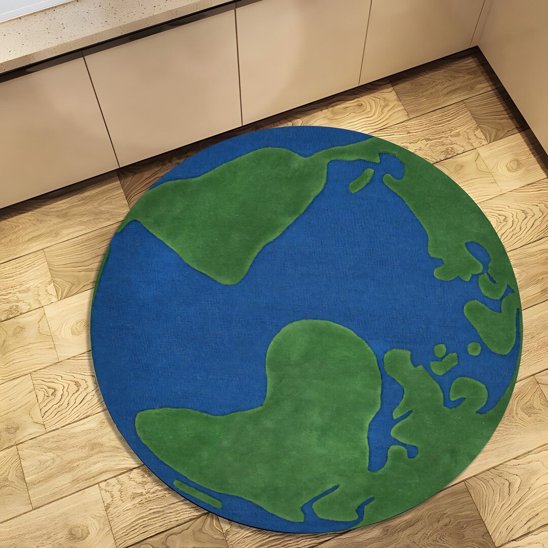 Earth Globe Round Rug, World Map Planet Decor Carpet - Etsy