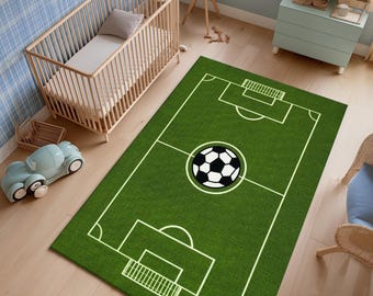 Alfombra infantil de campo de fútbol, alfombra verde para sala de juegos, alfombra deportiva para dormitorio infantil, decoración de habitación de niño y regalo infantil.