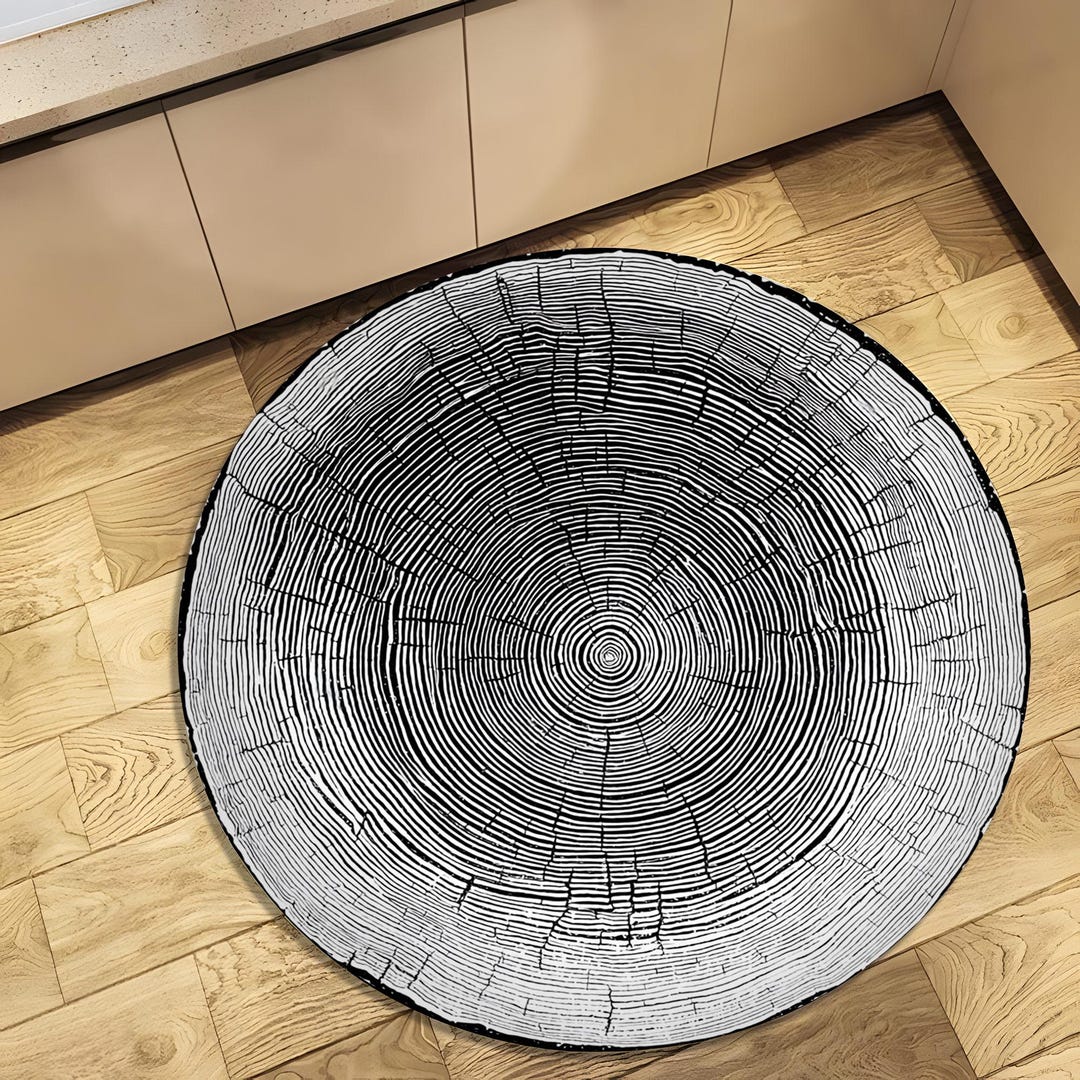 Tree Rings Round Rug, Wood Texture Minimal Decor - Etsy