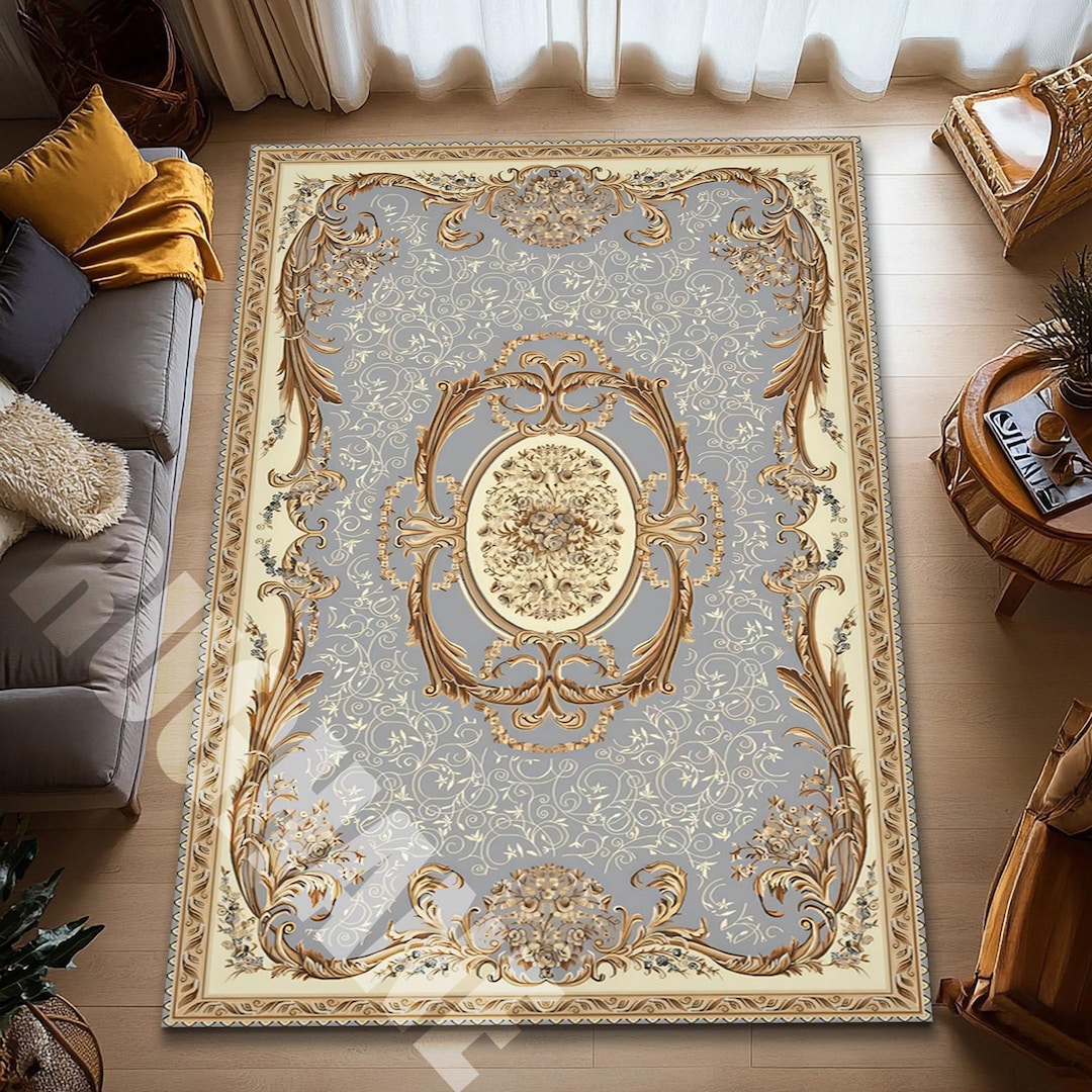Round Baroque Rug Classic Baroque Area Rug, Elegant Ornate Victorian Floor Decor - Etsy