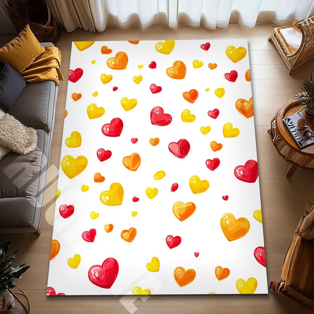 Valentine Heart Pattern Rug for Living Room Bedroom Romantic Home Decor ...