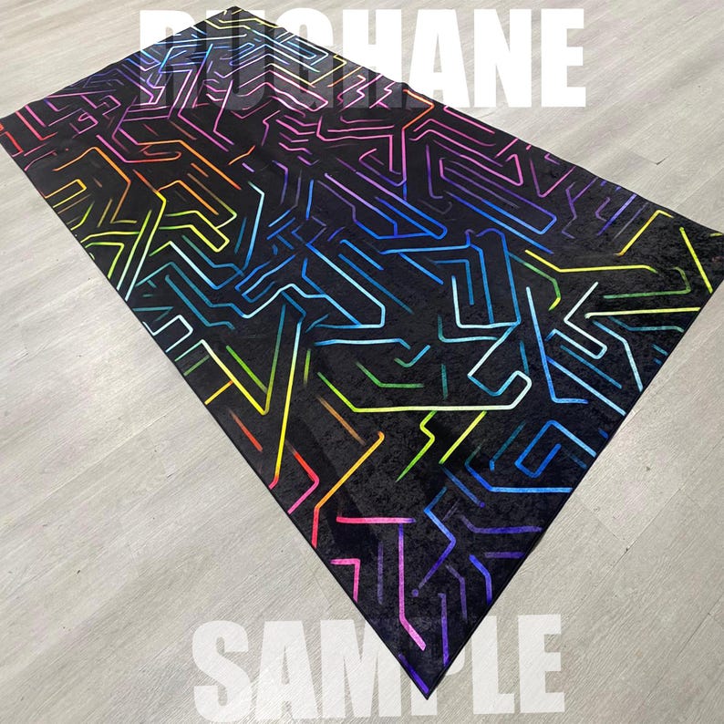 Pcb Rug Neon Circuit Gaming Rug, Futuristic Tech Pattern Carpet for Gamer Room ...