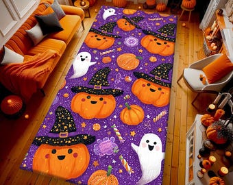 ハロウィーンパンプキンゴーストエリアラグデジタルプリントキュート不気味パープルカーペット