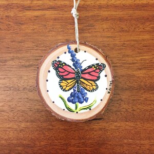 Butterfly | Hand Painted Wood Slice Ornament (Butterfly Art, Butterfly Gift, Butterfly Ornament, Wooden Ornament, Wood Ornament, Wood Art)