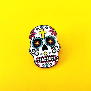 Sugar Skull Enamel Pin Sugar Skull Pin, Sugar Skull Enamel Pin, Skull Pin, Skull Gift, Sugar Skull Gift image 2