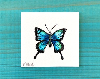 Swallowtail Butterfly | Miniature Original (Watercolor Painting, Butterfly Painting, Butterfly Art, Butterfly Gift, Miniature Art, Mini Art)