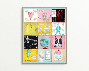Favorite Things | Print (Owl, Mermaid Art, Boston Terrier, Cupcake, Robot Art, Devil, Skeleton, Clown, Roller Coaster, Art Print)