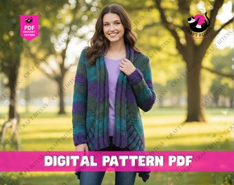 Gebreid Dream Cardigan-patroon | Breipatroon damesvest | Gezellige gebreide trui PDF-patroon XS-5X | DIY handgebreid vestontwerp
