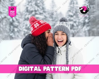 Modello rapido per cappello Fair Isle, modello per berretto lavorato a maglia con lavorazione a colori spessa per principianti, design per berretto invernale caldo lavorato a maglia