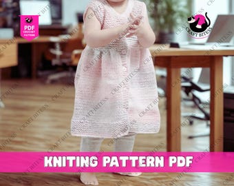 Baby Strickkleid Schnittmuster für Mädchen | Handgestricktes Baby Kleid Strickmuster | Baby Schürze Strickmuster | Baby-Kleidung