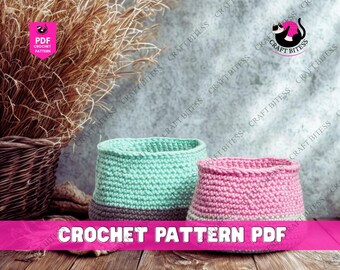 Crochet Basket Pattern with Video Tutorial, Homebody Storage Baskets, Modern Crochet Home Decor, Nursery Organizer, Gift Idea