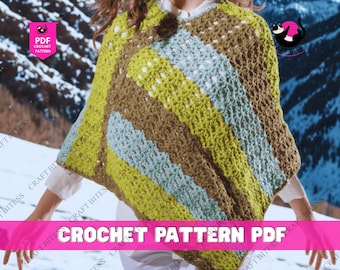 Crochet Poncho Pattern Beginner Friendly Summer Festival Crochet Top DIY Poncho Crochet Pattern for Women Easy Crochet Clothing Design
