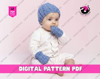 Vintage baby kattenoren muts breipatroon met wanten en slofjes, klassiek gebreide muts voor pasgeborenen en peuters voor jongens en meisjes