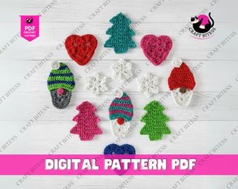 Handgemaakte gehaakte patronen kerstappliqué Kerstman Gezicht Sneeuwpop Boom Hart Kabouter Sneeuwvlok Gehaakte vakantiedecoraties