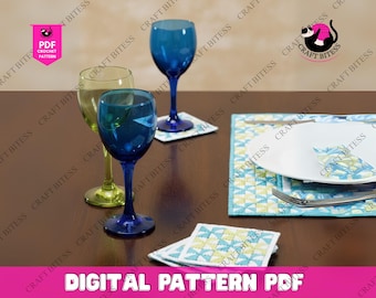 Patrón de alfombra tejida en telar con diseño de menta y molinete, patrón de posavasos y almohadilla de mesa para telar, tejido en telar circular