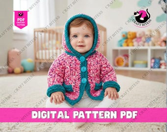 Cardigan con cappuccio per neonati lavorato a mano, giacca raglan senza cuciture per neonati, comodo cappotto lavorato a maglia per neonati e bambini piccoli, maglione per neonati e bambini piccoli