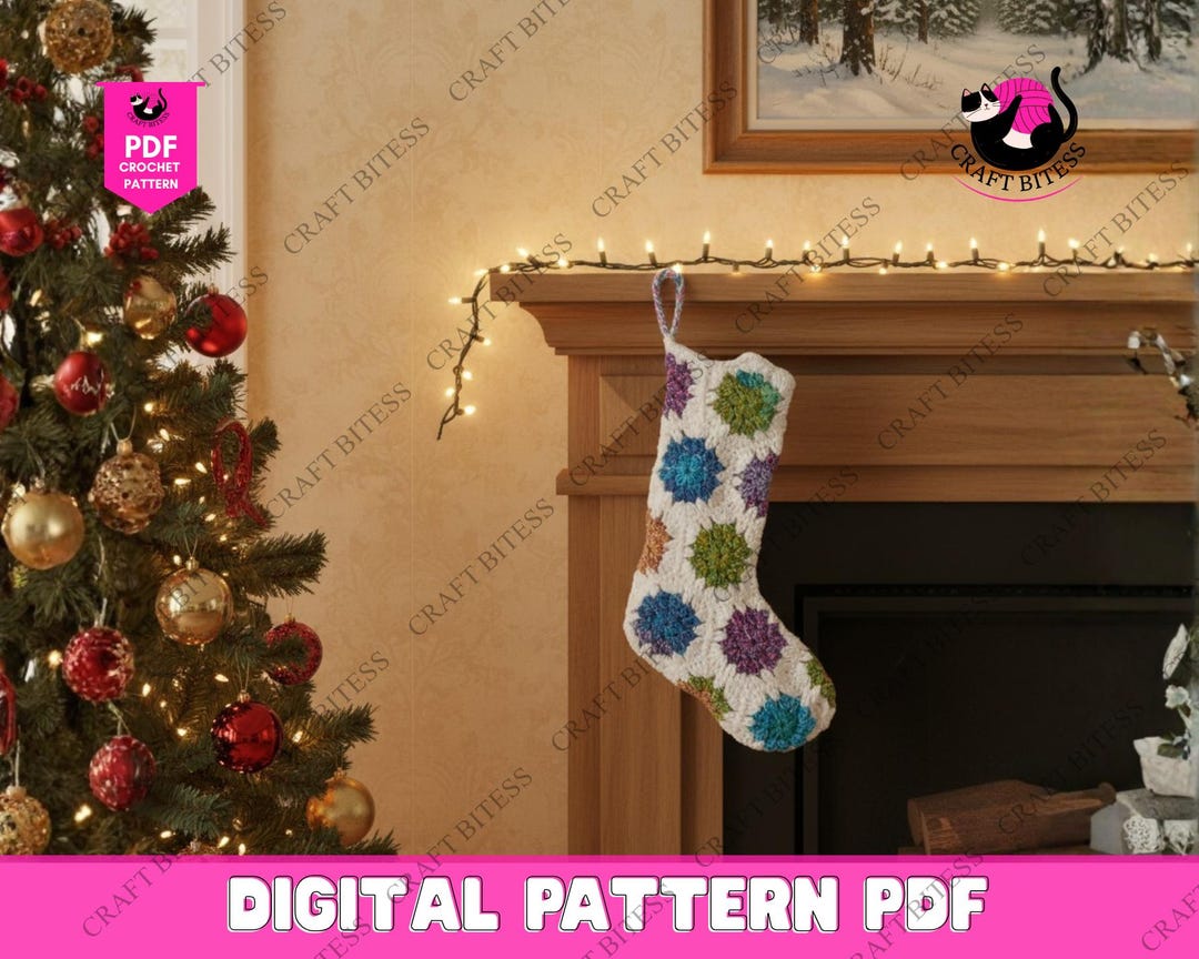 Crochet Pattern Festive Granny Hexagon Christmas Stocking With Written ...