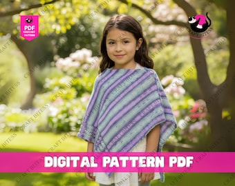 Cape Strickanleitung Zopfmuster Poncho Strickmuster Kragen Design Mit Geflochtenen Zopfmuster Kind Baby Kleinkind Kinder Mädchen Erwachsene Größen