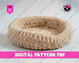Crochet Cat Bed Pattern Chunky Yarn Cat Furniture Crochet Pet Bed Tutorial Beginner Friendly Cat Cave Hideout Cat Hammock Pattern