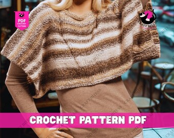 Slouchy Crop Top Knitting Pattern, Chunky Y2K Sweater Design, Beginner Drop Stitch Knit Top, Boho Lightweight Women’s Pullover Pattern