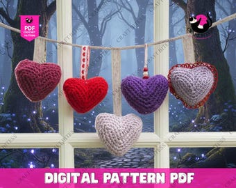 Crochet Heart Pattern Frejdis Heart Ornament Keychain Potholder Scrubbie Garland Bag Charm Home Decor Valentines Gift Crochet Motif Design
